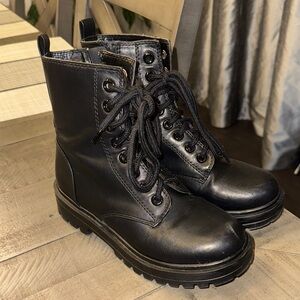 Soda Black Combat Boots for Women